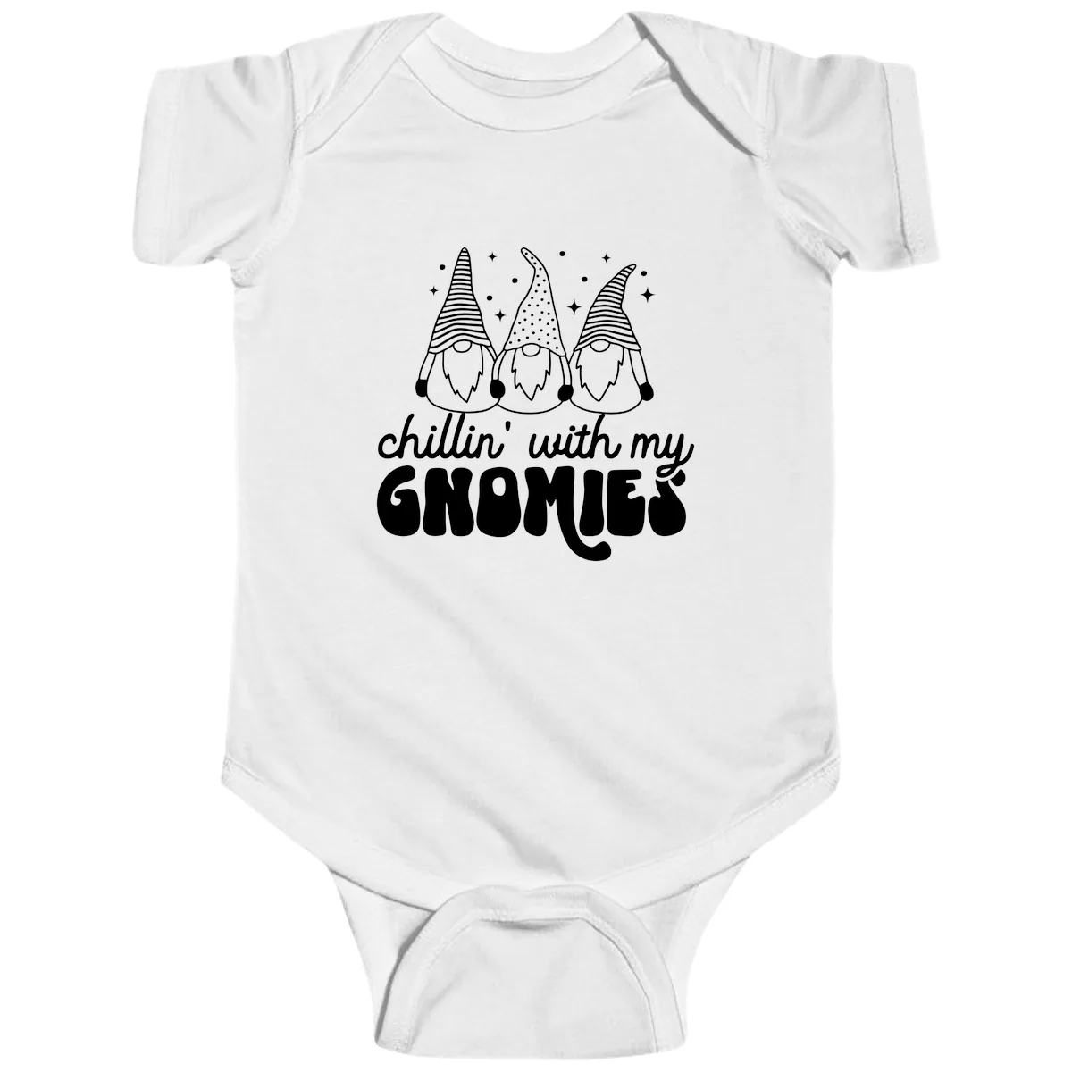 Chillin With My Gnomies Holiday Design Baby Onesie in White