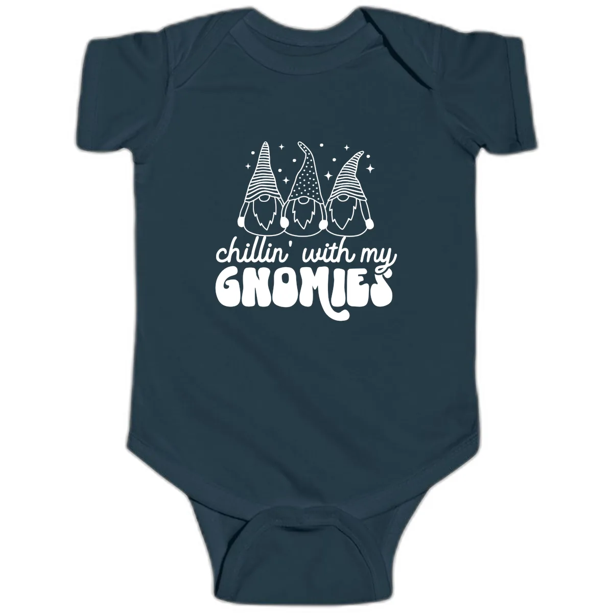 Chillin With My Gnomies Holiday Design Baby Onesie in Navy