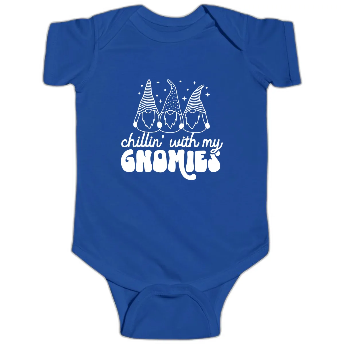 Chillin With My Gnomies Holiday Design Baby Onesie in Royal