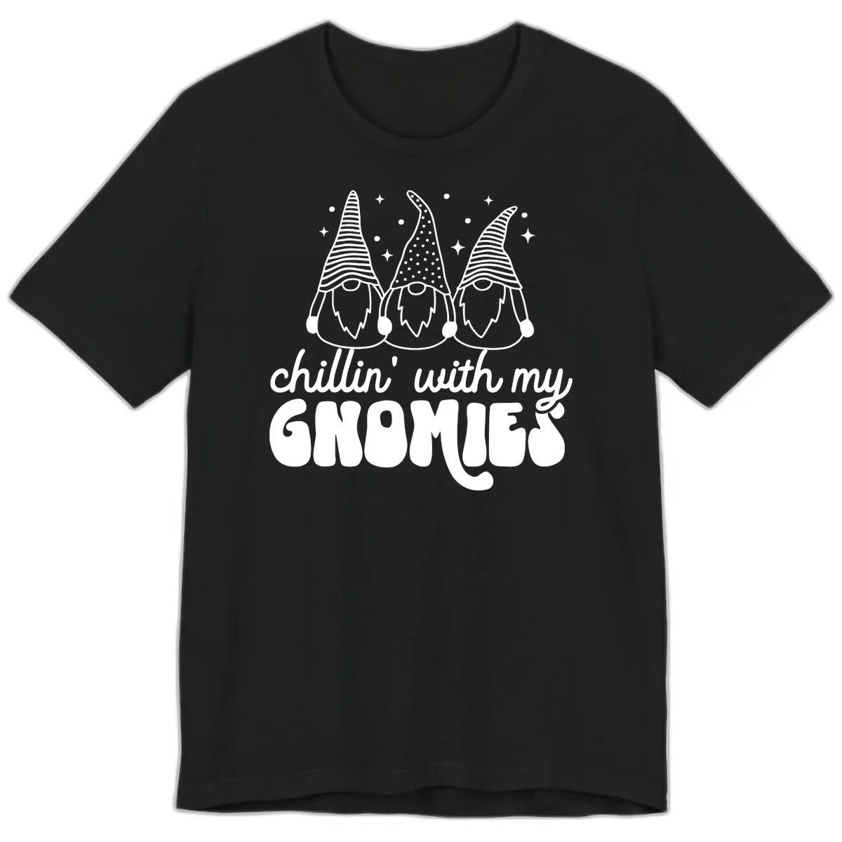 Chillin With My Gnomies Holiday Design Premium T-Shirt in Black
