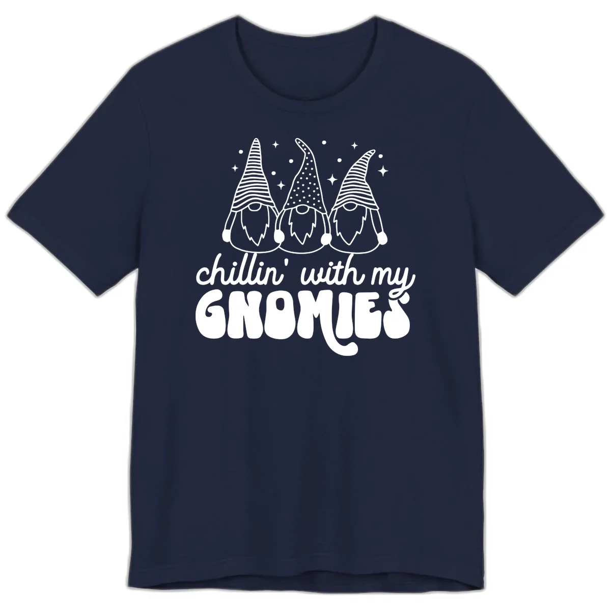 Chillin With My Gnomies Holiday Design Premium T-Shirt in Navy
