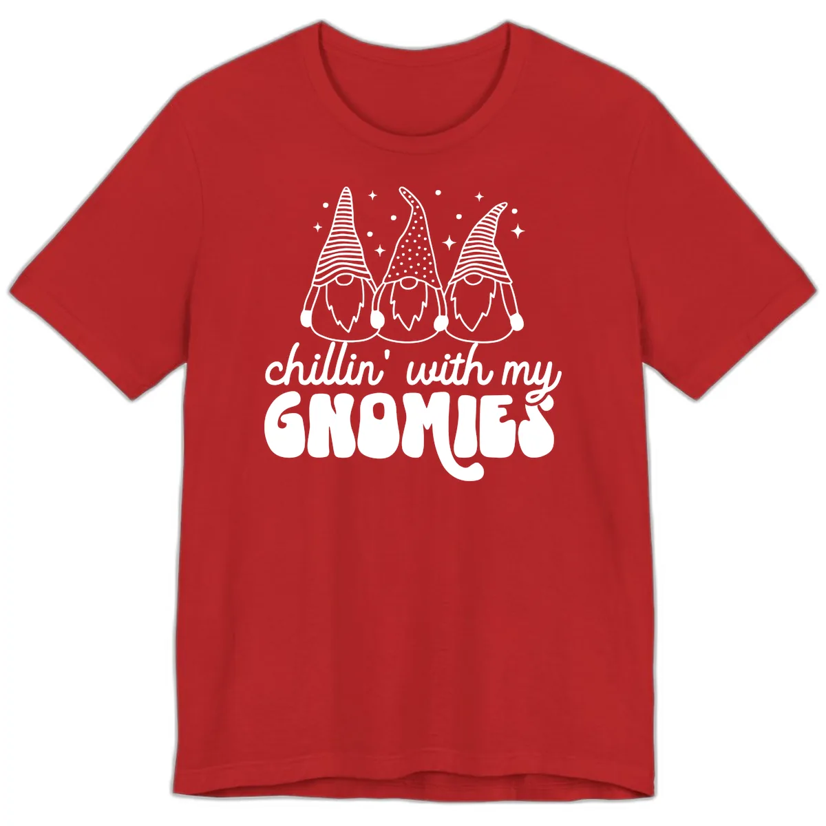 Chillin With My Gnomies Holiday Design Premium T-Shirt in Red