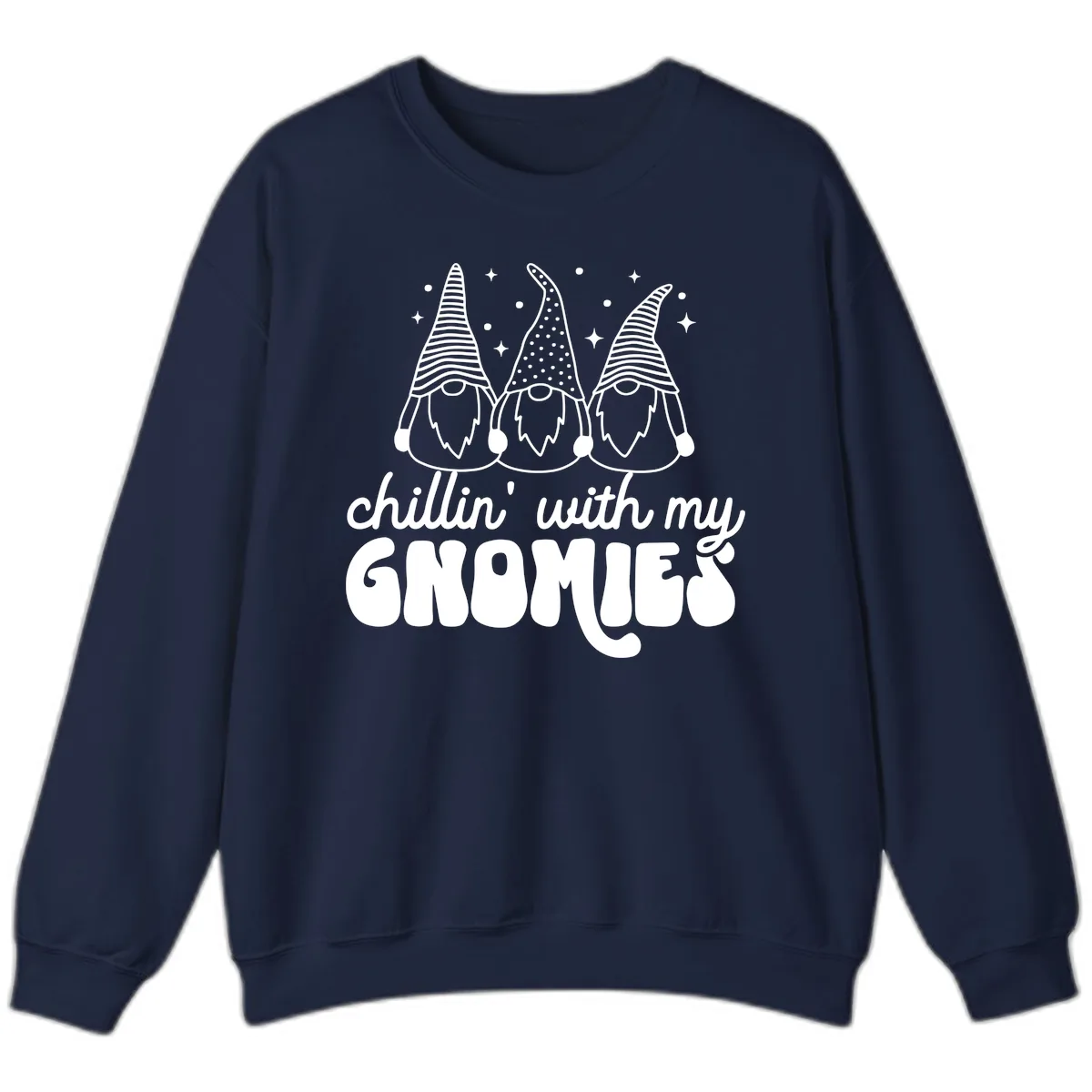 Chillin With My Gnomies Holiday Design Sweatshirt in Navy