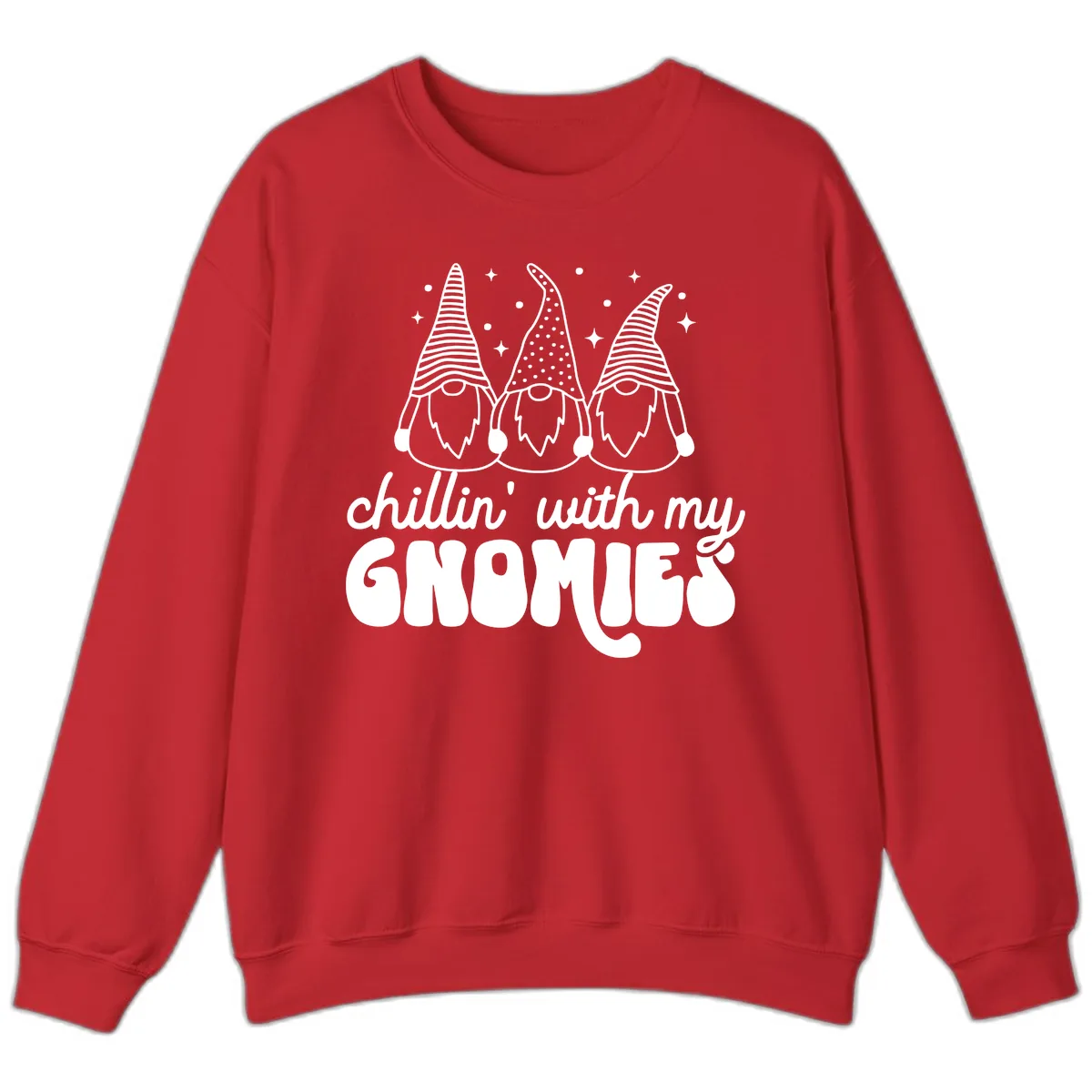 Chillin With My Gnomies Holiday Design Sweatshirt in Red