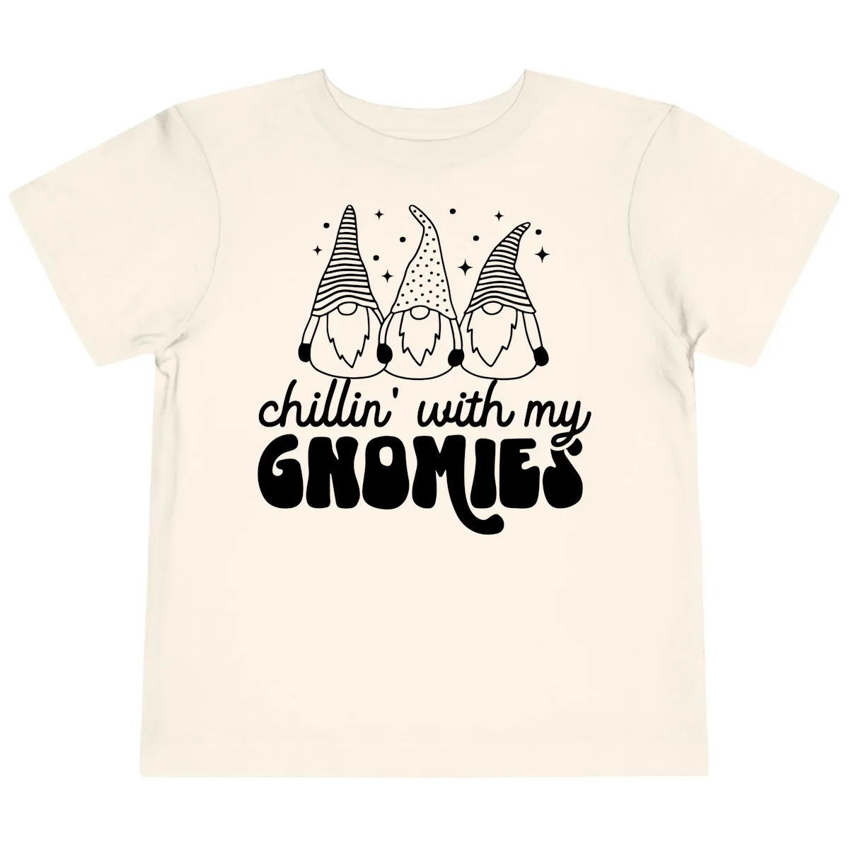 Chillin With My Gnomies Holiday Design Toddler T-Shirt in Natural