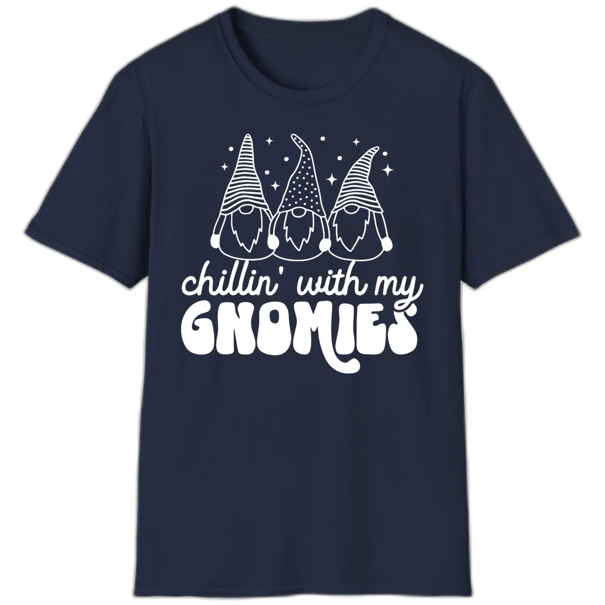 Chillin With My Gnomies Holiday Design T-Shirt in Navy