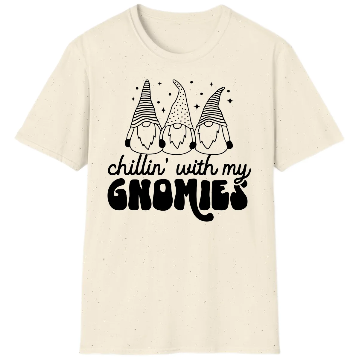Chillin With My Gnomies Holiday Design T-Shirt in Natural