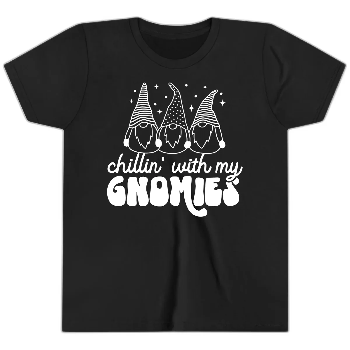 Chillin With My Gnomies Holiday Design Youth T-Shirt in Black