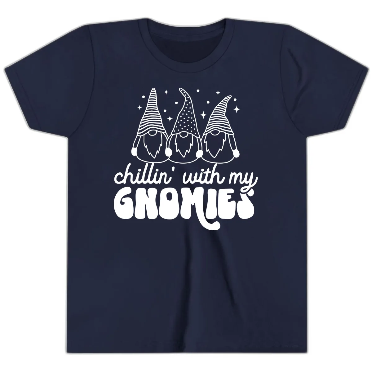 Chillin With My Gnomies Holiday Design Youth T-Shirt in Navy