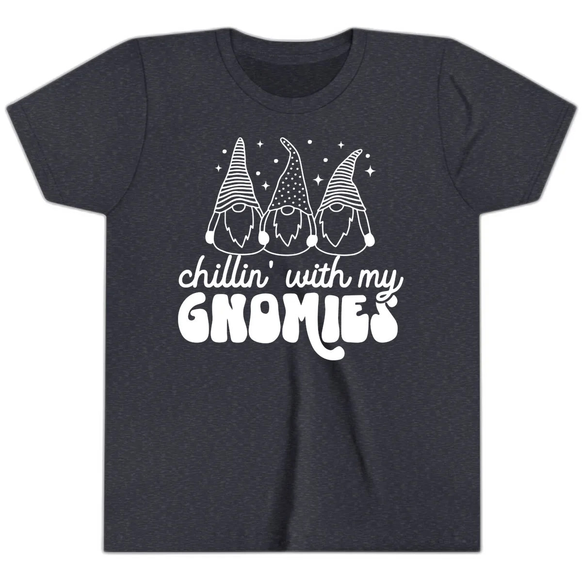 Chillin With My Gnomies Holiday Design Youth T-Shirt in Heather Navy