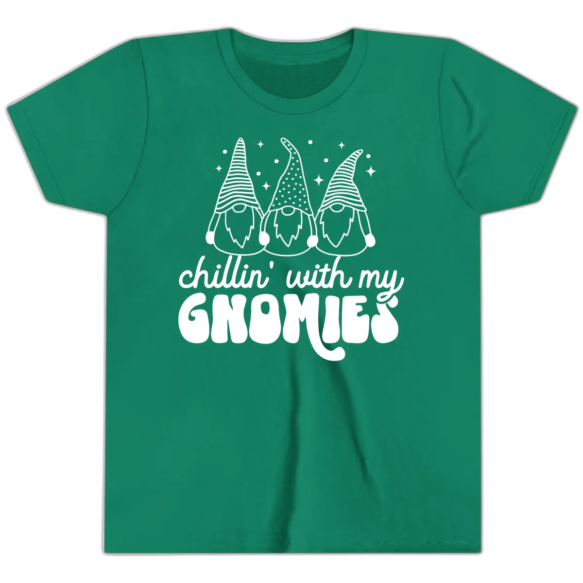 Chillin With My Gnomies Holiday Design Youth T-Shirt in Kelly