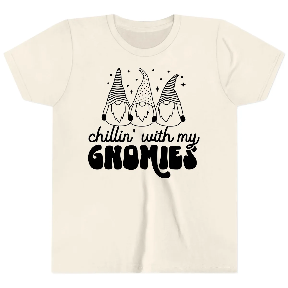 Chillin With My Gnomies Holiday Design Youth T-Shirt in Natural
