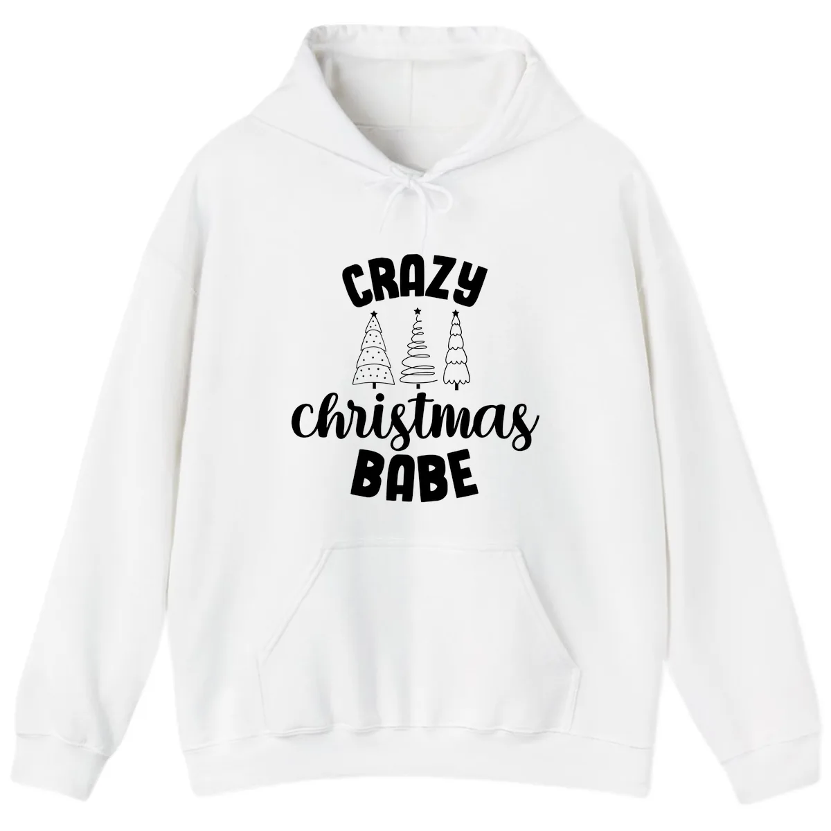Crazy Christmas Babe Holiday Design Hoodie in White