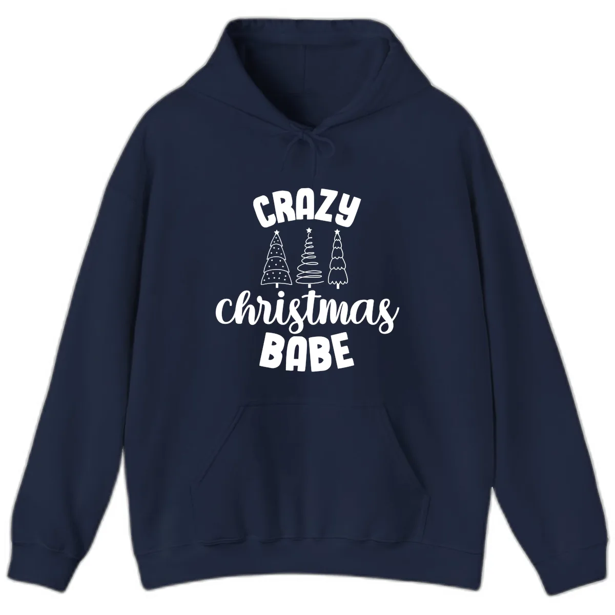 Crazy Christmas Babe Holiday Design Hoodie in Navy