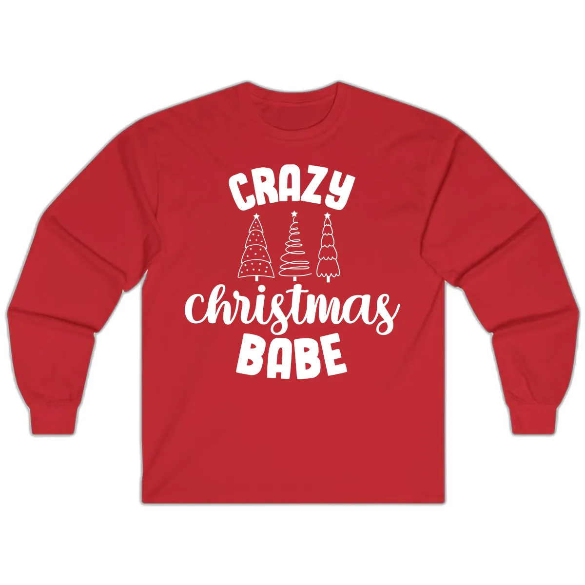Crazy Christmas Babe Holiday Design Long Sleeve in Red