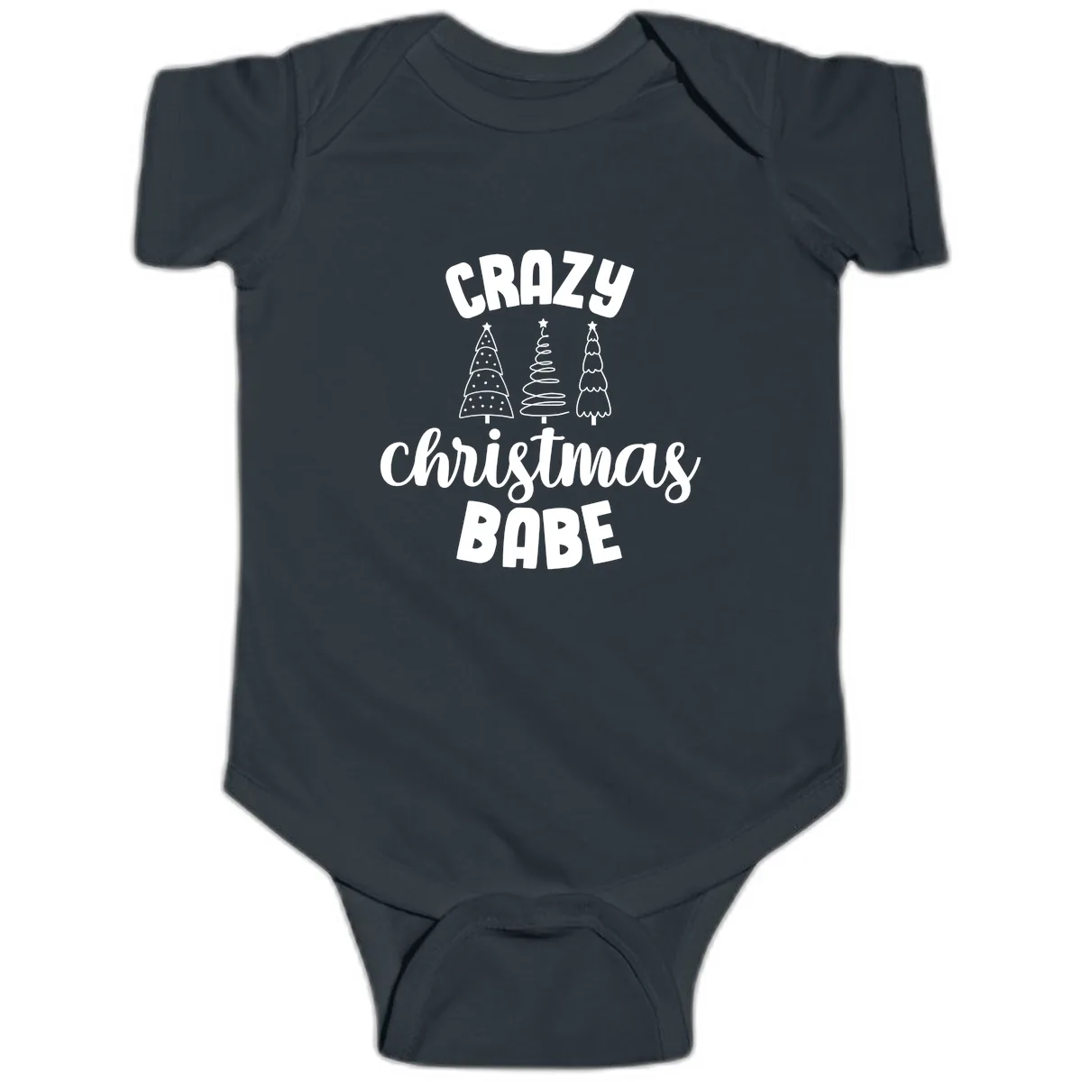 Crazy Christmas Babe Holiday Design Baby Onesie in Black