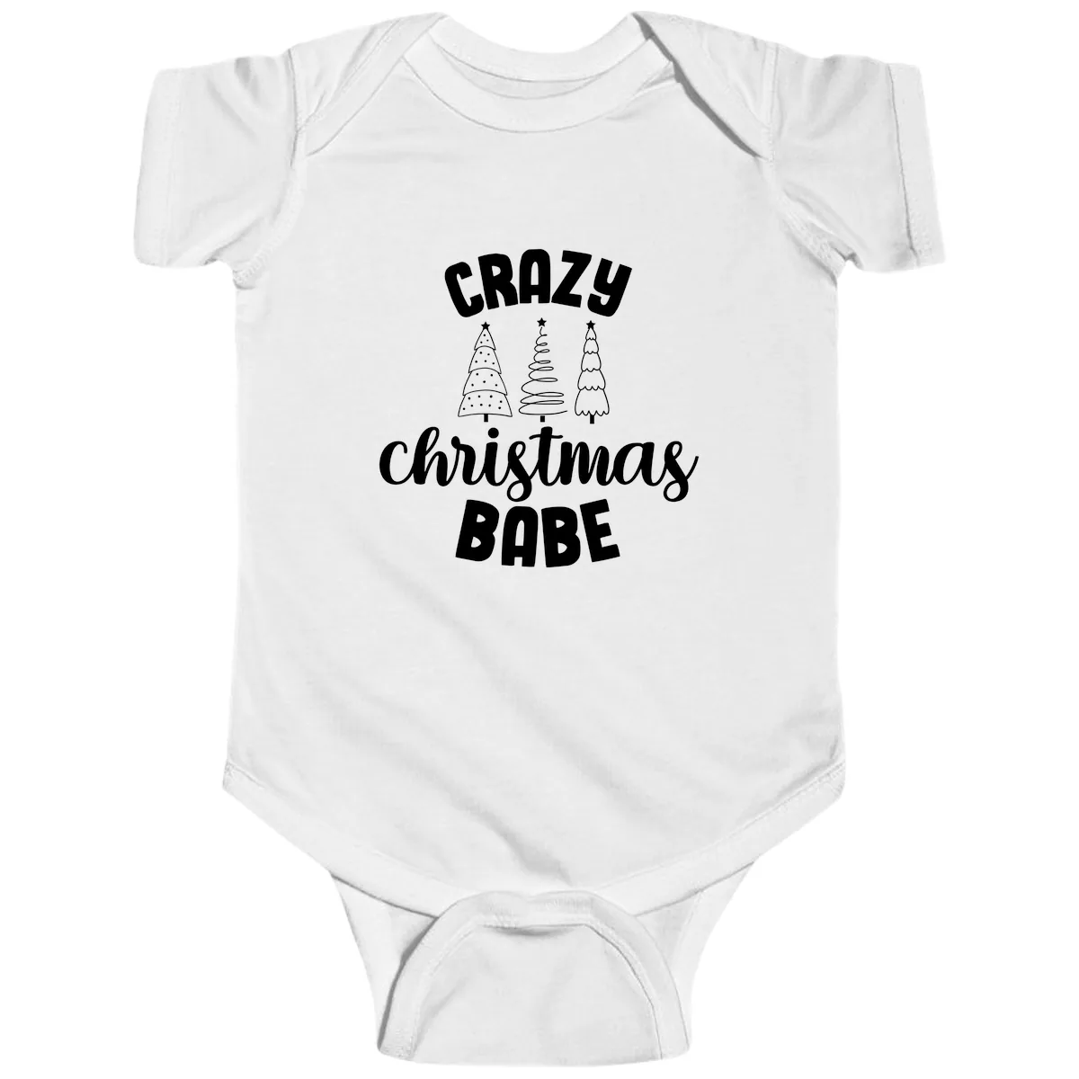 Crazy Christmas Babe Holiday Design Baby Onesie in White