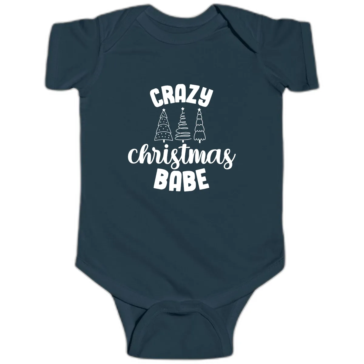 Crazy Christmas Babe Holiday Design Baby Onesie in Navy