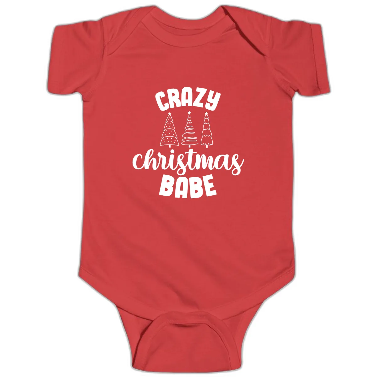 Crazy Christmas Babe Holiday Design Baby Onesie in Red