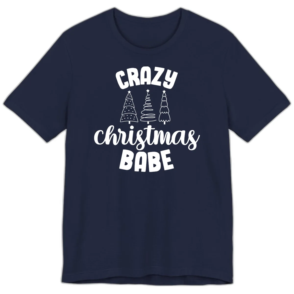 Crazy Christmas Babe Holiday Design Premium T-Shirt in Navy