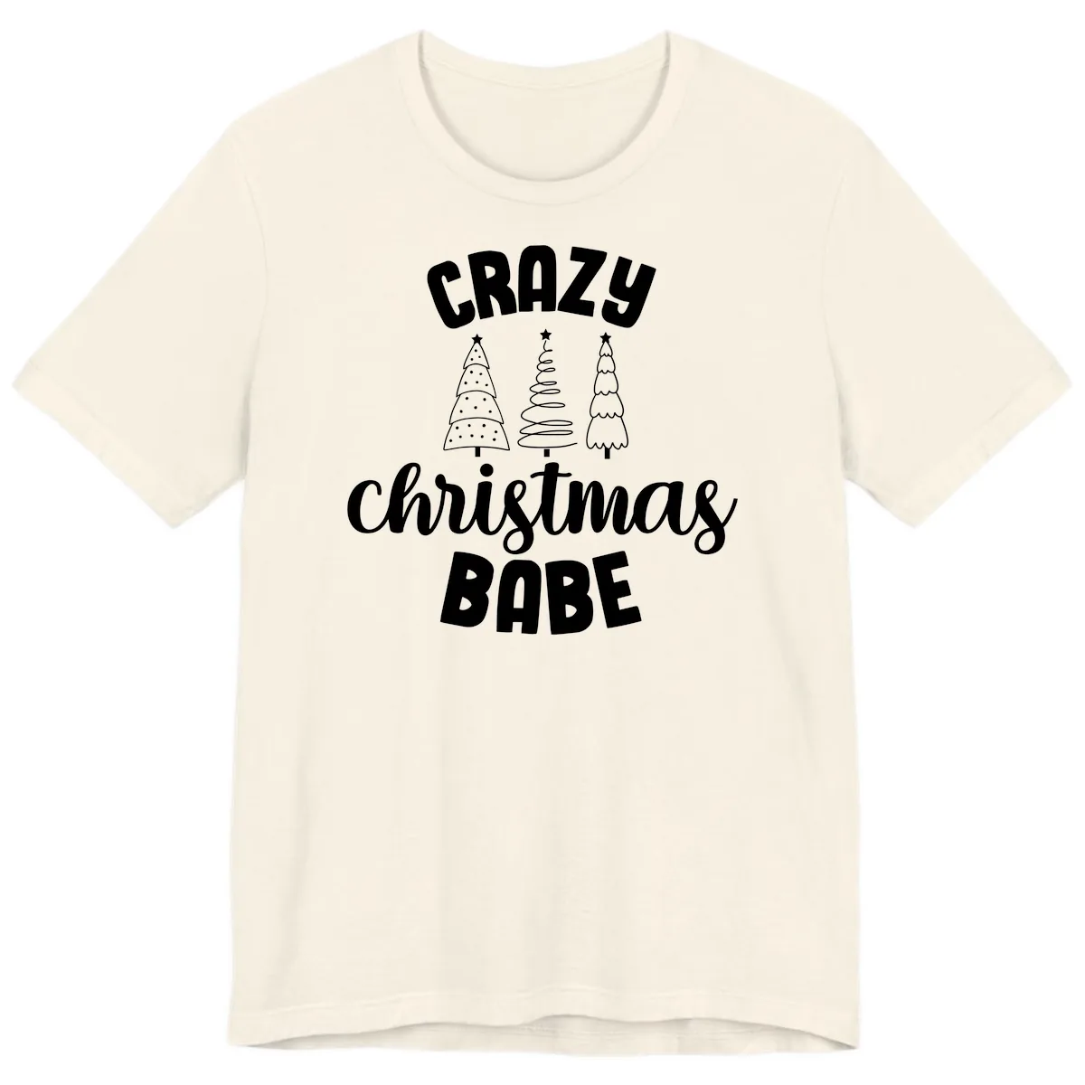 Crazy Christmas Babe Holiday Design Premium T-Shirt in Natural