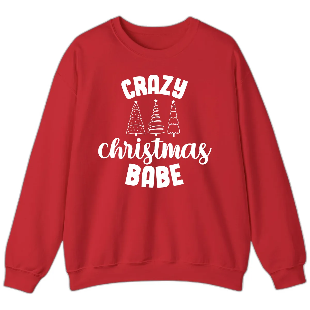Crazy Christmas Babe Holiday Design Sweatshirt in Red