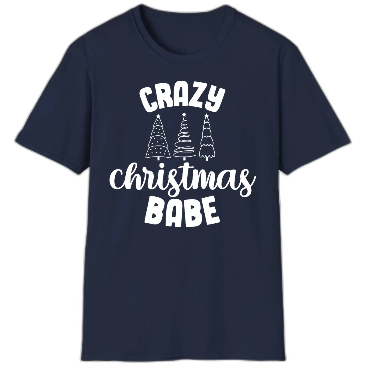 Crazy Christmas Babe Holiday Design T-Shirt in Navy