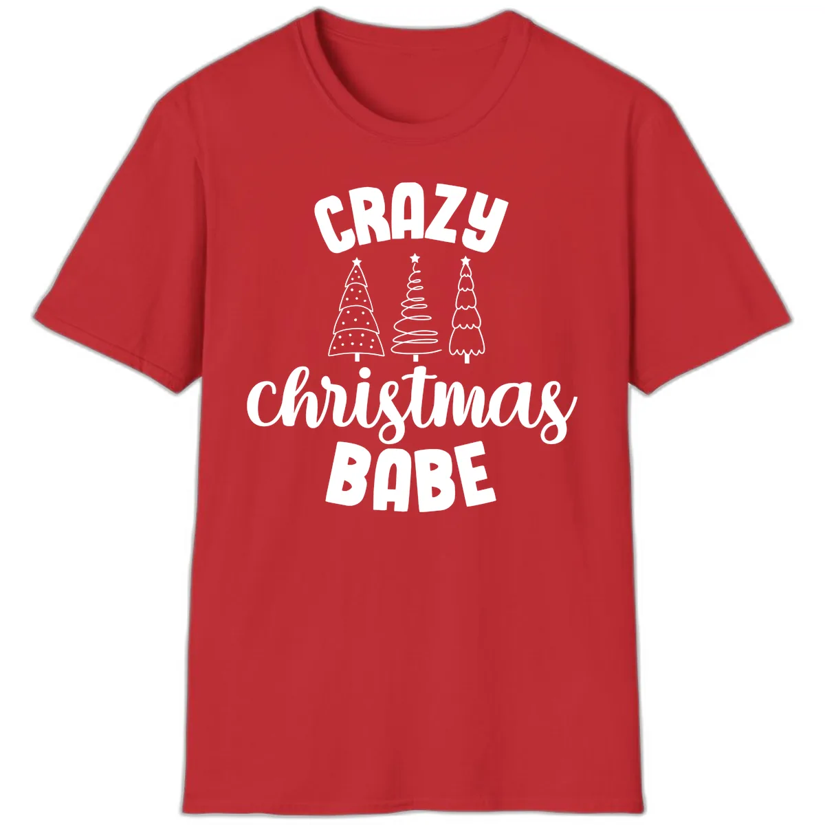 Crazy Christmas Babe Holiday Design T-Shirt in Red