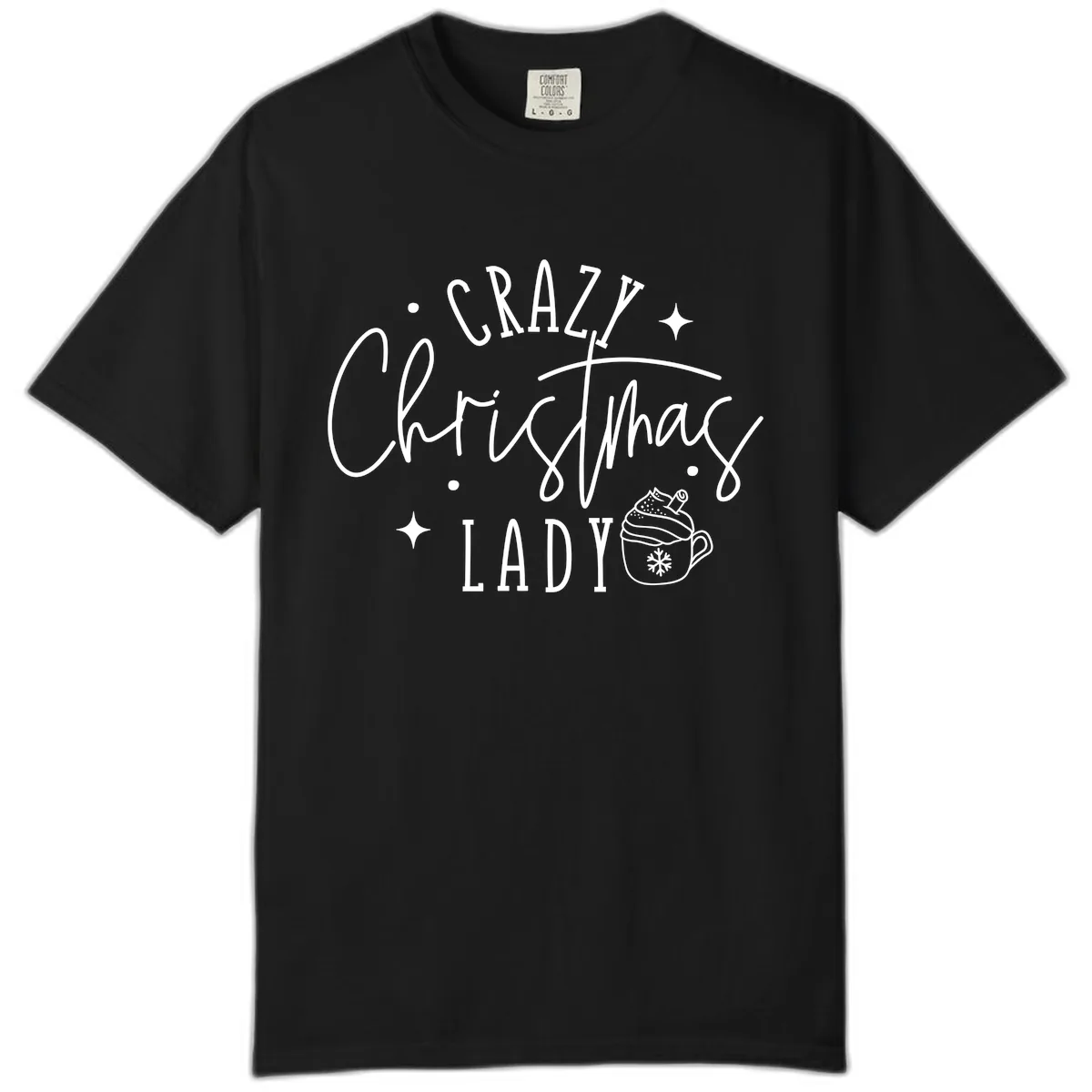 Crazy Christmas Lady Design Comfort Color in Black