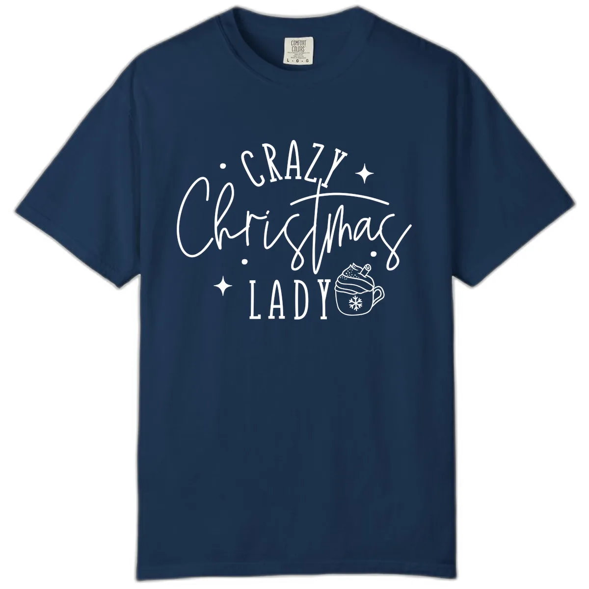 Crazy Christmas Lady Design Comfort Color in Navy