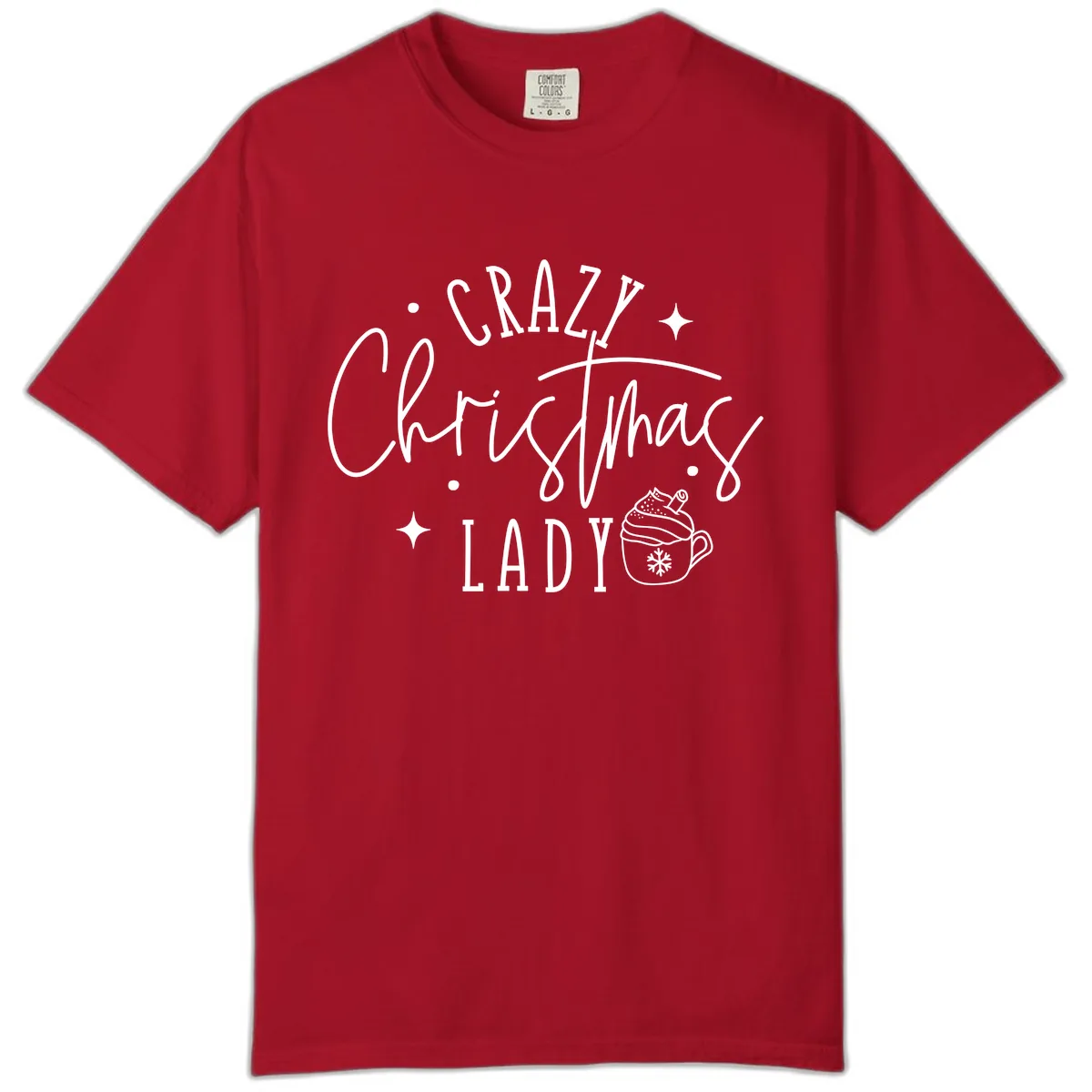 Crazy Christmas Lady Design Comfort Color in Red