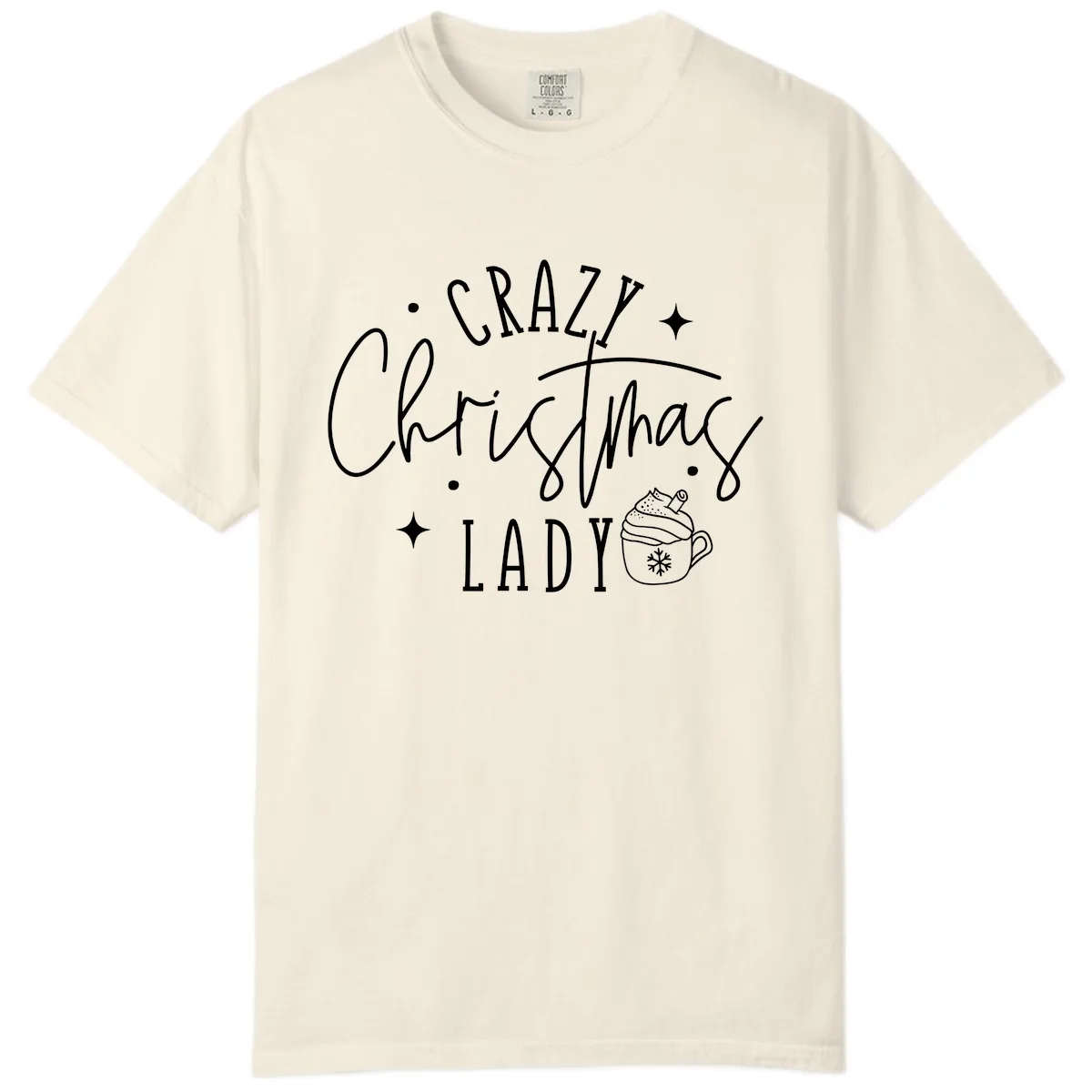 Crazy Christmas Lady Design Comfort Color in Ivory