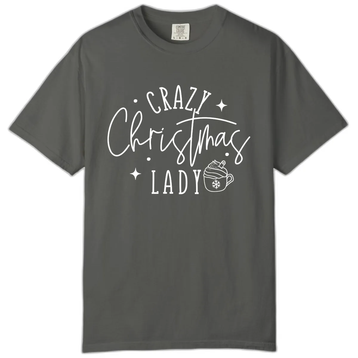 Crazy Christmas Lady Design Comfort Color in Pepper