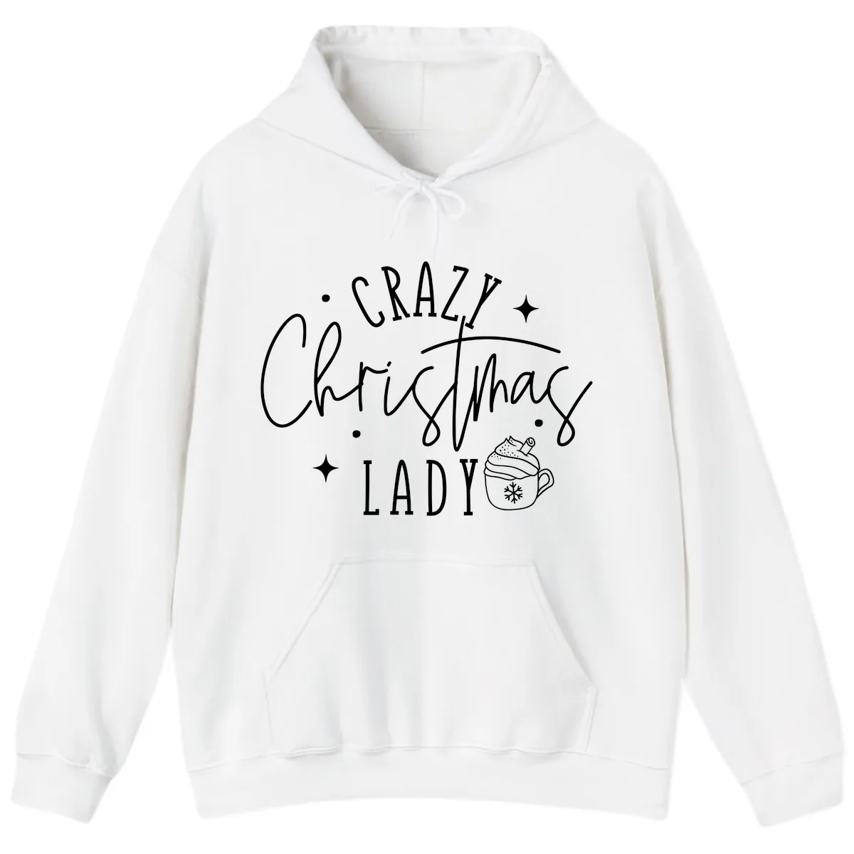 Crazy Christmas Lady Design Hoodie in White