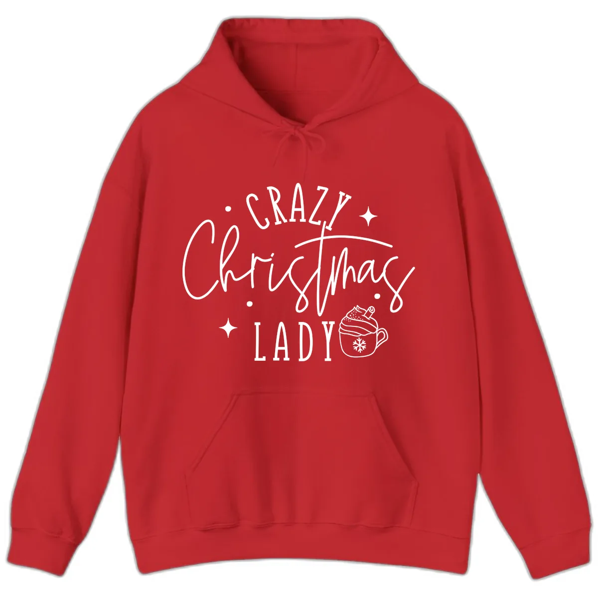 Crazy Christmas Lady Design Hoodie in Red