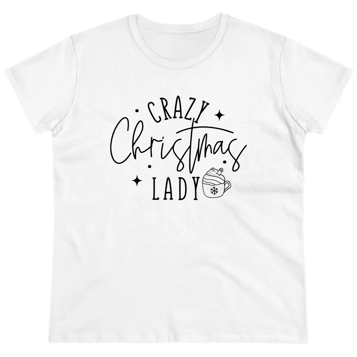 Crazy Christmas Lady Design Ladies Tee in White