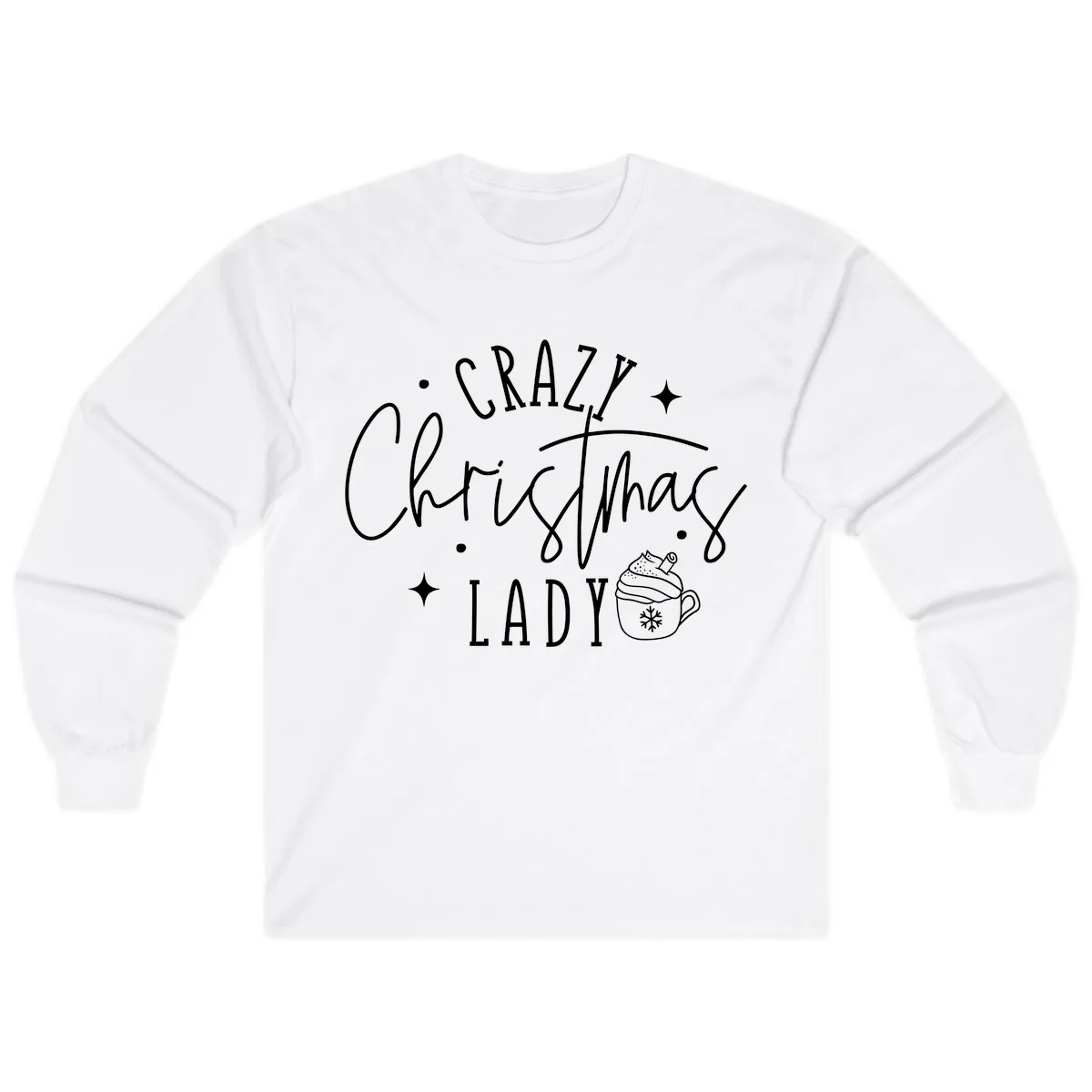 Crazy Christmas Lady Design Long Sleeve in White