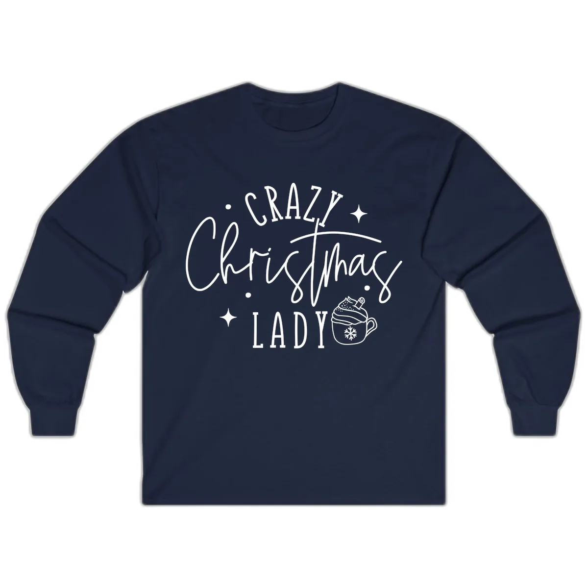 Crazy Christmas Lady Design Long Sleeve in Navy