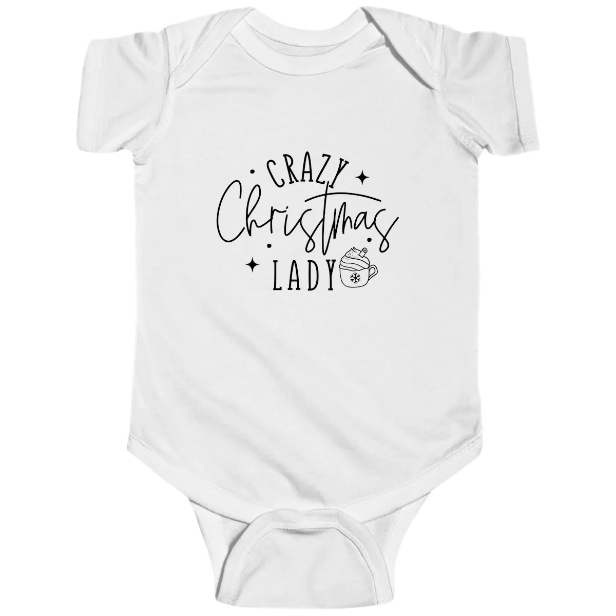 Crazy Christmas Lady Design Baby Onesie in White