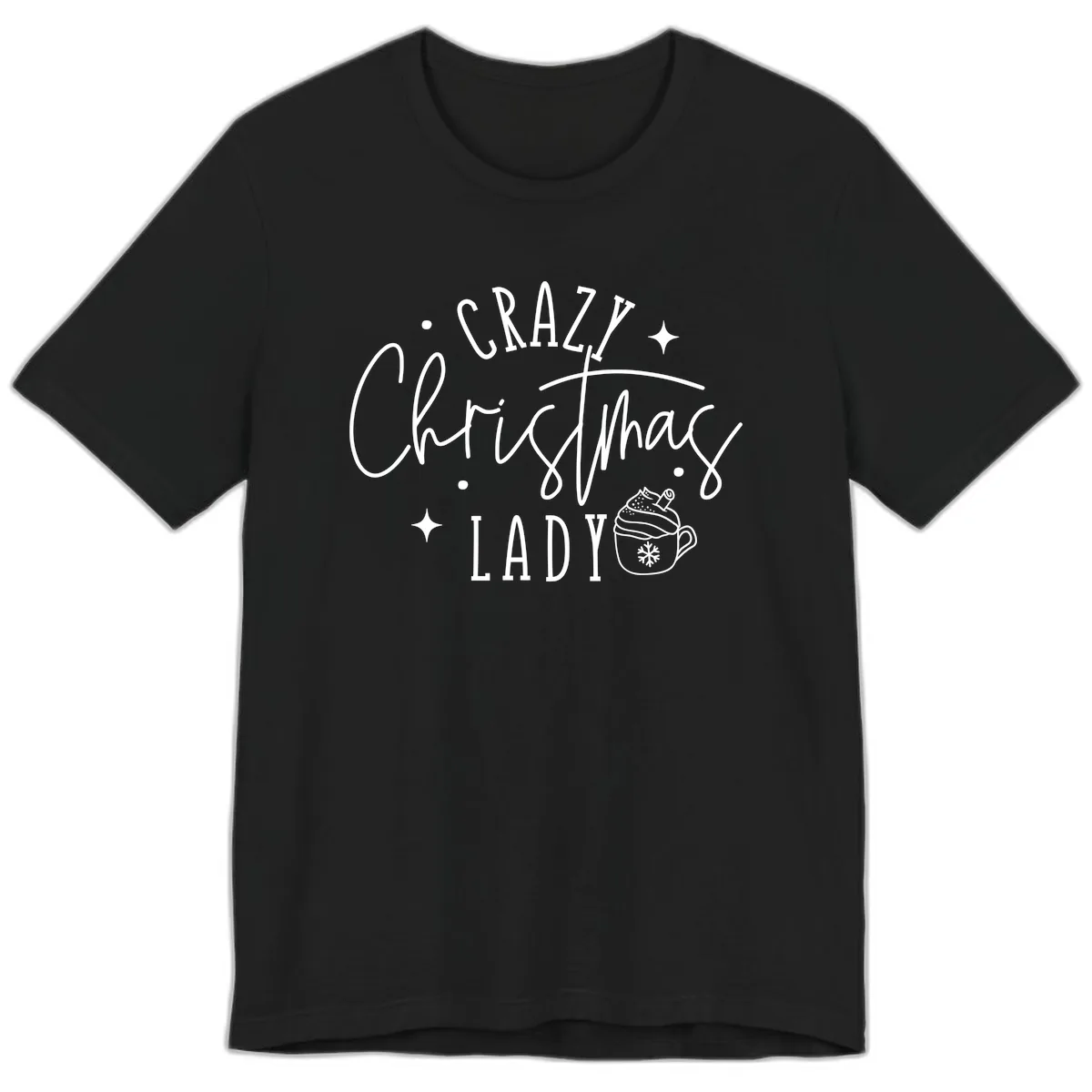 Crazy Christmas Lady Design Premium T-Shirt in Black