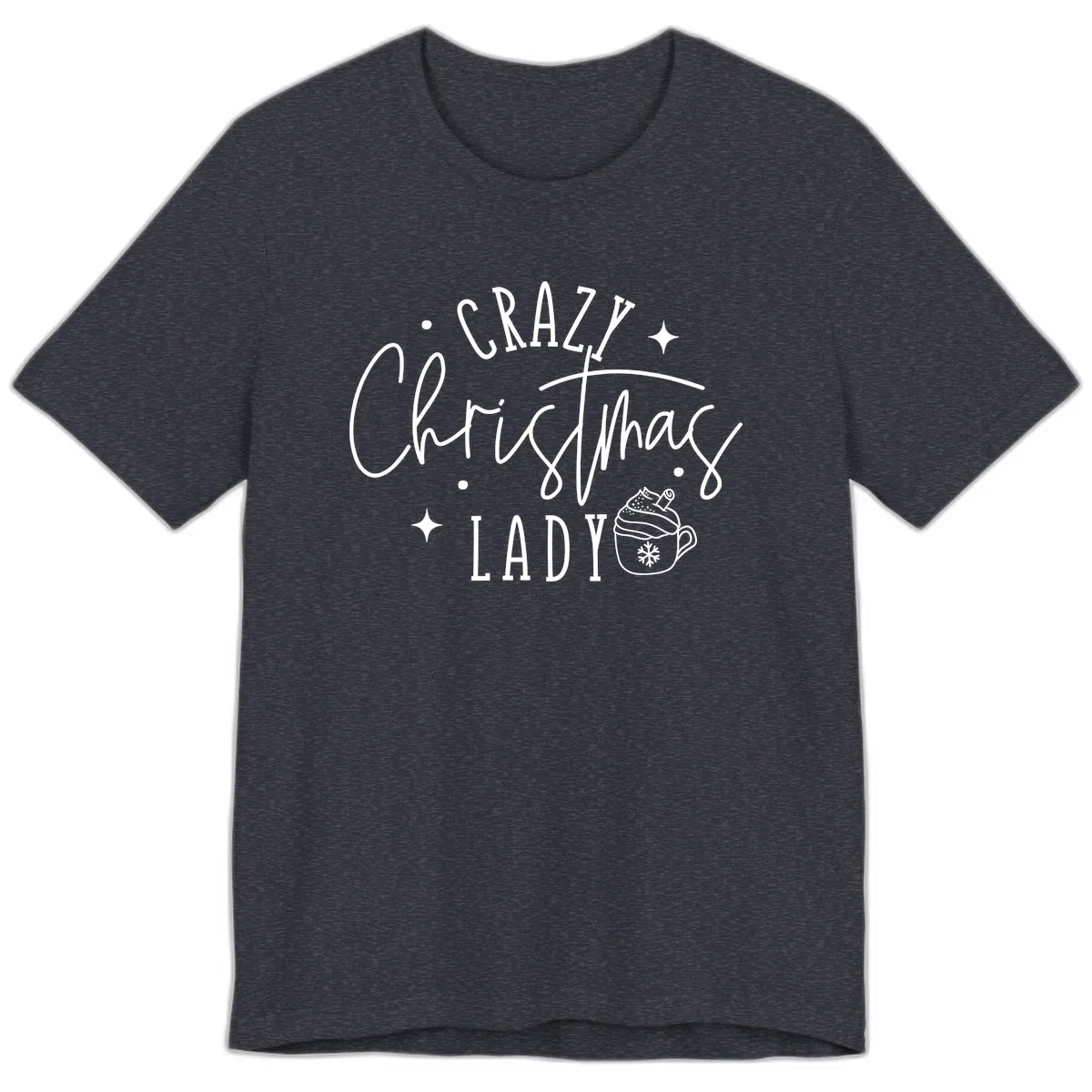 Crazy Christmas Lady Design Premium T-Shirt in Heather Navy