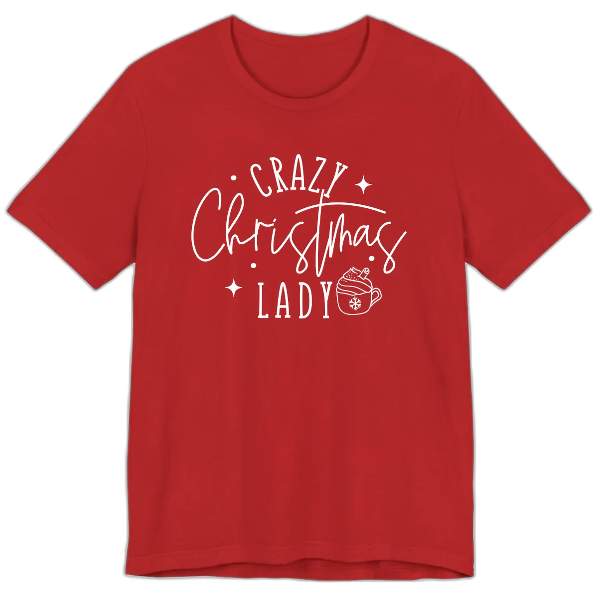 Crazy Christmas Lady Design Premium T-Shirt in Red