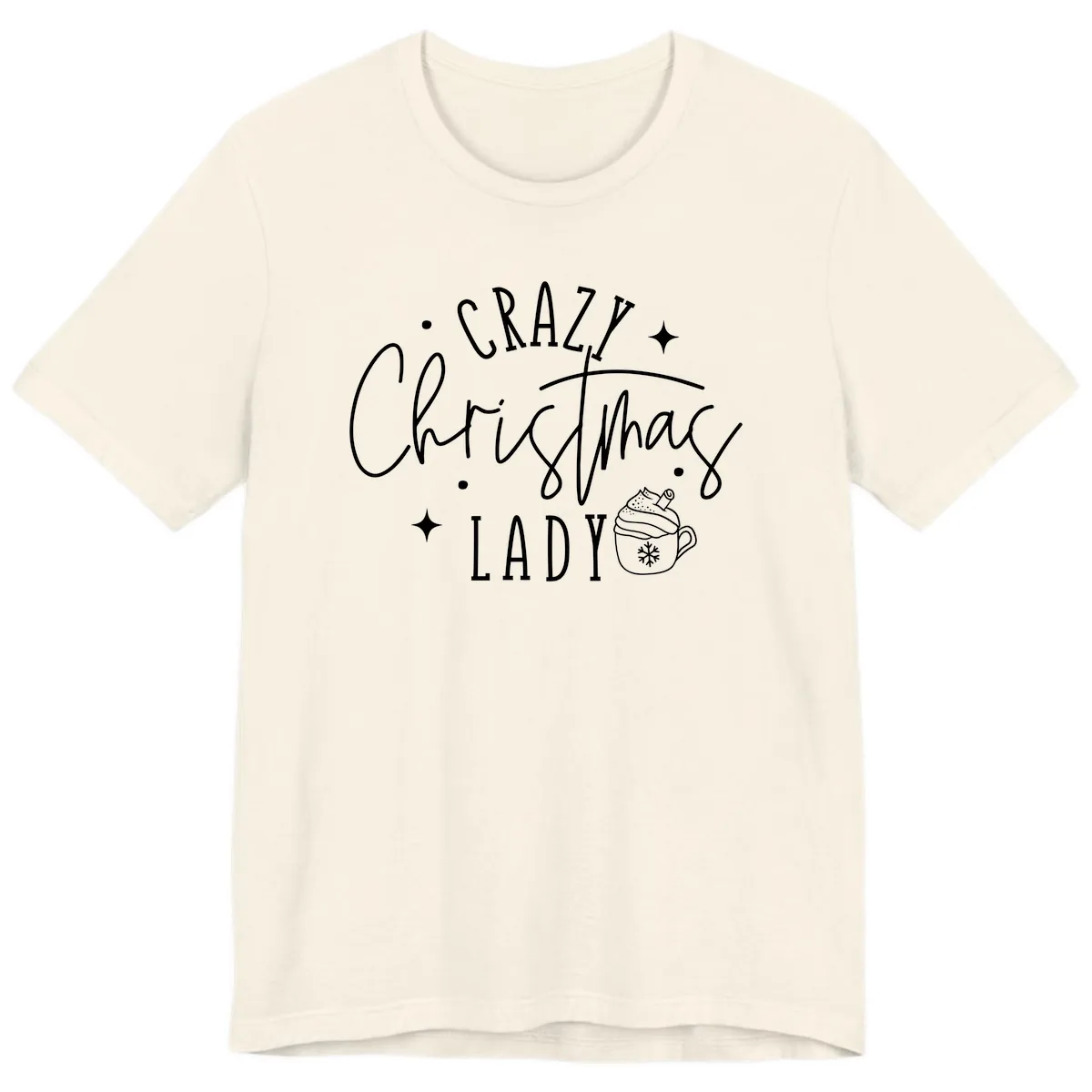Crazy Christmas Lady Design Premium T-Shirt in Natural