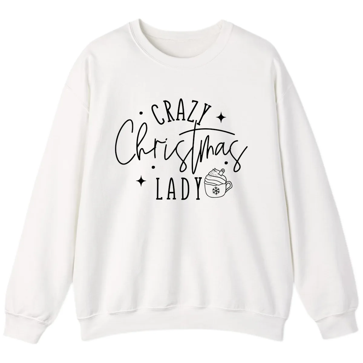 Crazy Christmas Lady Design Sweatshirt in White