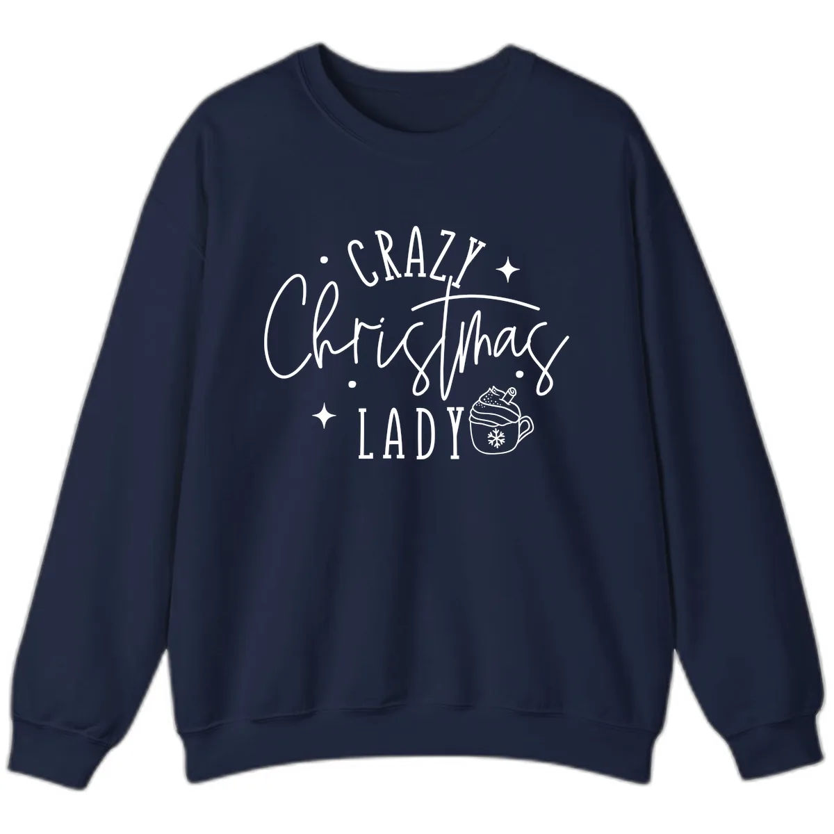 Crazy Christmas Lady Design Sweatshirt in Navy
