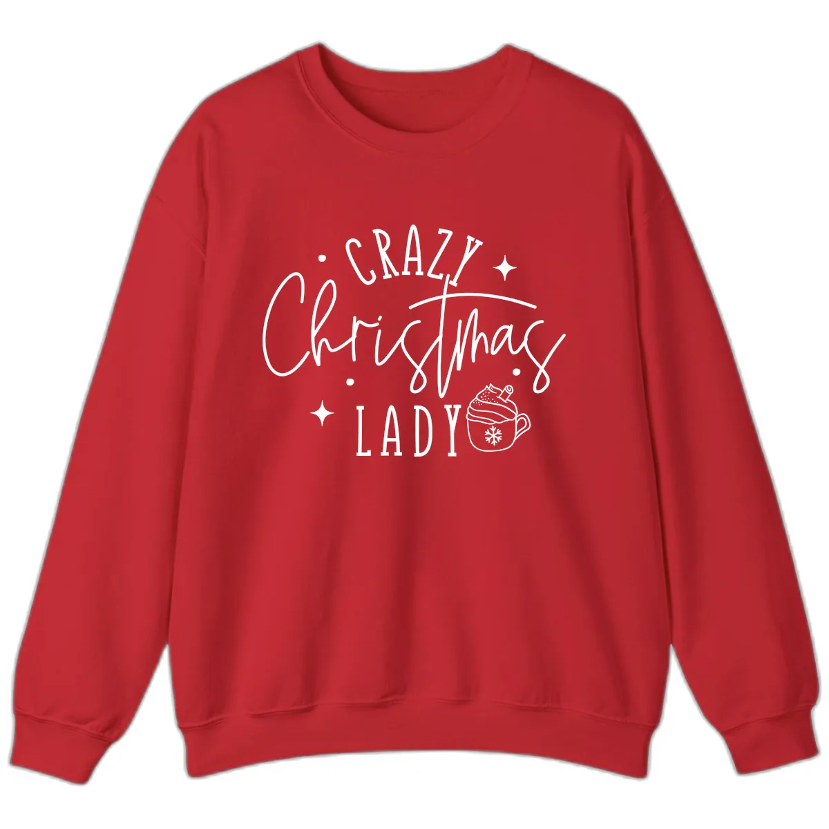 Crazy Christmas Lady Design Sweatshirt in Red