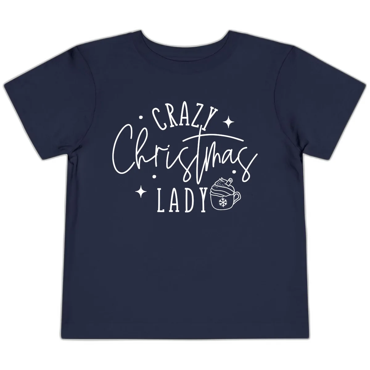 Crazy Christmas Lady Design Toddler T-Shirt in Navy
