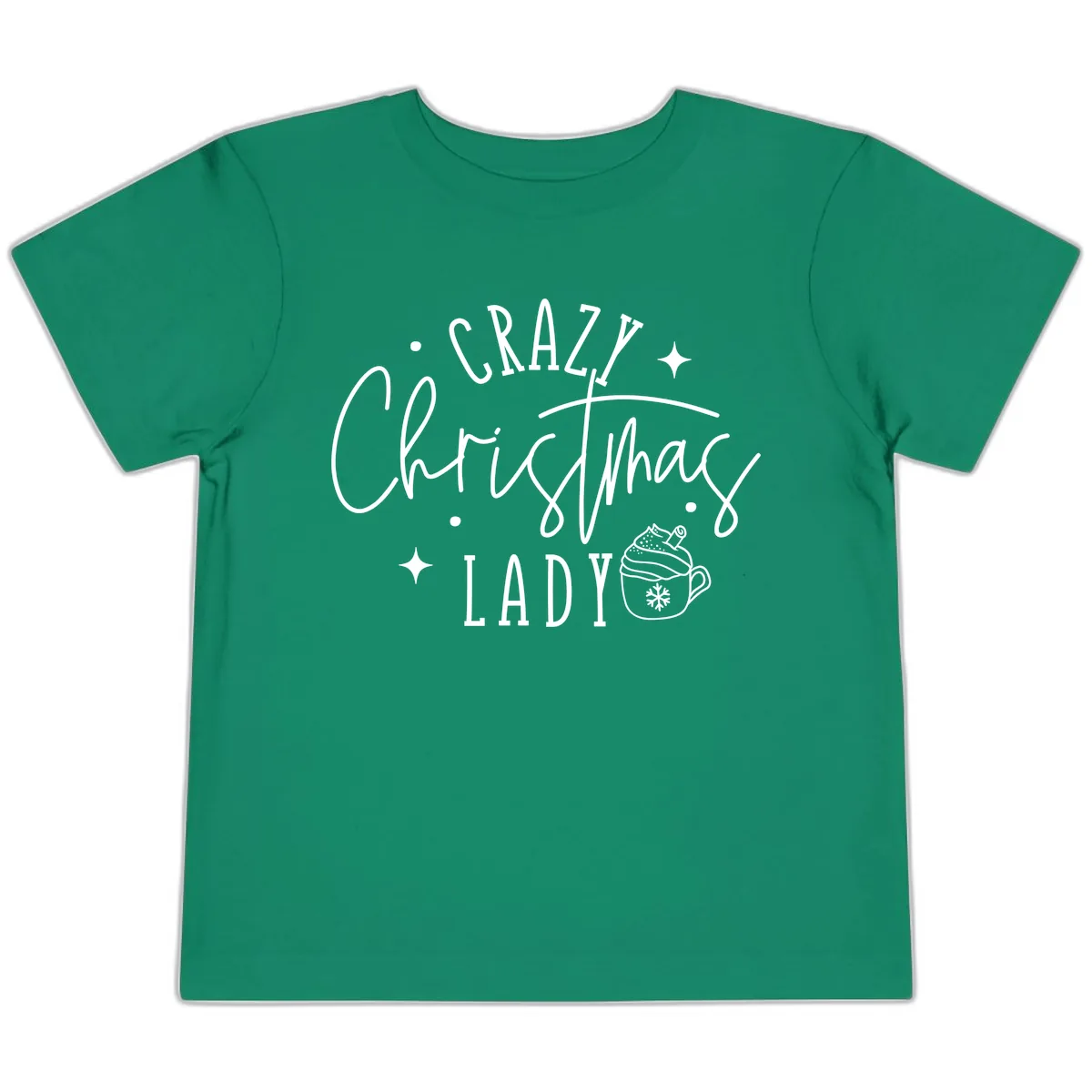 Crazy Christmas Lady Design Toddler T-Shirt in Kelly
