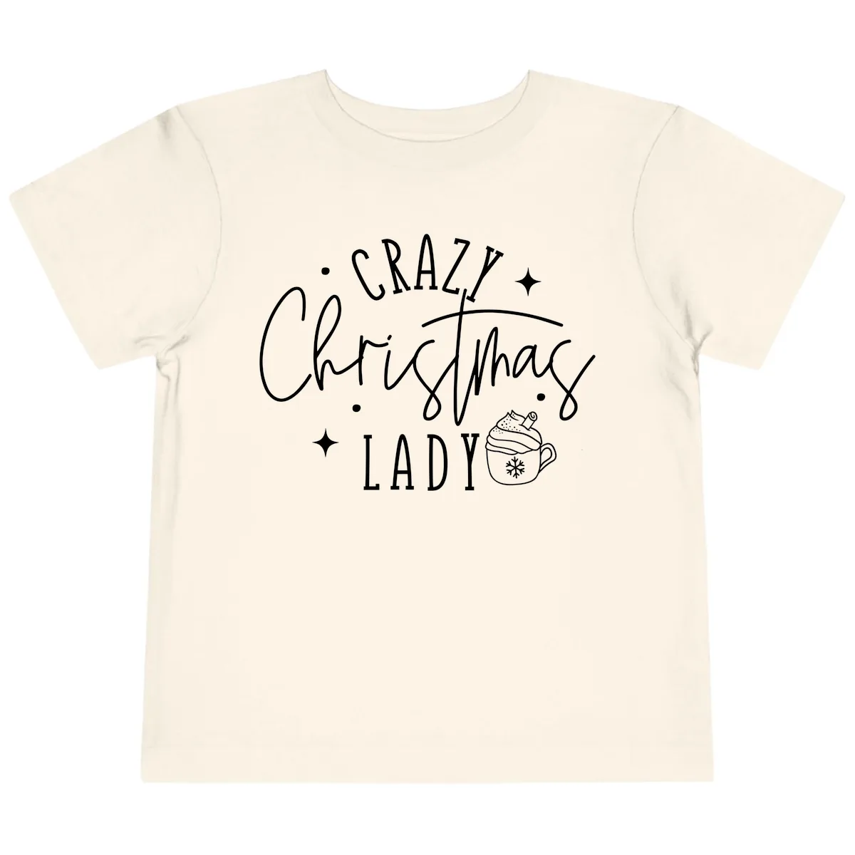 Crazy Christmas Lady Design Toddler T-Shirt in Natural