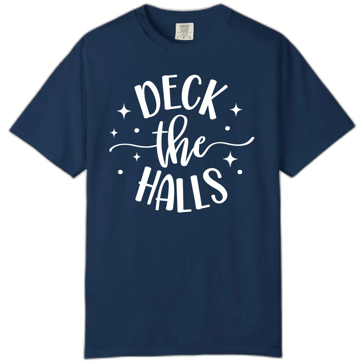 Deck The Halls Holiday Typography Comfort Color in Navy
